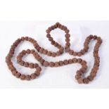A Tibetan Rudraksha Mala bead necklace 180 cm.