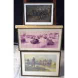 A framed military print by 'Terence Cuneo' 1959, along with two other military prints. Largest 35