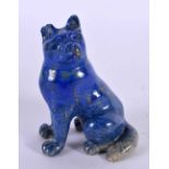 AN EARLY 20TH CENTURY CHINESE CARVED LAPIS LAZULI FIGURE OF A WOLF Late Qing/Republic. 10 cm x 5