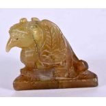 A CHINESE CARVED JADE FIGURE OF A BIRD 20th Century. 5 cm x 3 cm.