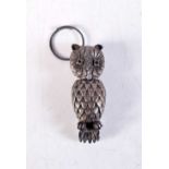 A SILVER OWL PENDANT. 14 grams. 4.5 cm x 1.5 cm.