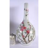 A LARGE CHINESE FAMILLE ROSE PORCELAIN VASE 20th Century, painted with flowers. 45 cm x 15 cm.