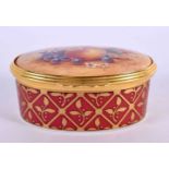 Royal Worcester hinged porcelain box and cover painted with fruit by D. Fuller, signed, black mark