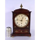 A REGENCY MAHOGANY BRASS INLAID MANTEL CLOCK by Stafford of London. 42 cm x 20 cm.