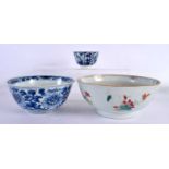 A 17TH/18TH CENTURY CHINESE BLUE AND WHITE PORCELAIN BOWL Ming/Qing, together with a Qianlong bowl &