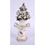 18th century Chelsea gold anchor period two handled rococo vase painted with flying insects, a white