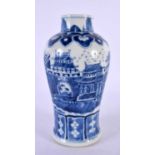 A 19TH CENTURY CHINESE BLUE AND WHITE PORCELAIN VASE Qing. 17.5 cm high.