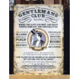 A contemporary metal advertising sign for a gentlemens club. 70 x 50cm.