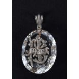 AN ANTIQUE SILVER AND CRYSTAL PENDANT. 16 grams. 5 cm x 2.75 cm.