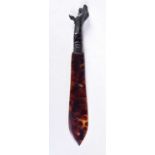 A RARE VICTORIAN CARVED TORTOISESHELL CLAW LETTER OPENER. 24 cm long.