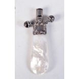 A SILVER AND MOTHER OF PEARL RATTLE. 44 grams. 10.5 cm long.