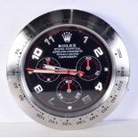 A Contemporary Rolex dealership style wall clock 34 cm.