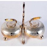 AN ART DECO SILVER PLATED BONE CURLING TROPHY TABLE CRUET. 725 grams. 21 cm x 13.5 cm.