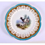 19th century Minton plate painted with mountain goats on a mountain topby Henry Mitchell, under a