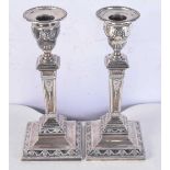 A PAIR OF VICTORIAN SILVER CANDLESTICKS. Sheffield 1889. 925 grams overall. 20.5 cm x 8.5 cm.