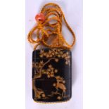 A 19TH CENTURY JAPANESE MEIJI PERIOD BLACK LACQUER INRO decorated in gold lacquer with deer in