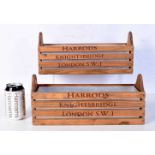 A pair of Harrods Wooden Window boxes with metal inserts 15 x 35 x 12 cm.