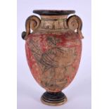AN ANTIQUE TWIN HANDLED GRAND TOUR ATTIC TYPE VASE painted with figures. 12 cm x 7 cm.