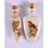 19th century Royal Worcester scent bottle painted with a bird in the style of W. Powell and a RW