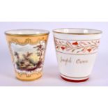 Early 19th century English porcelain beaker painted with a landscape, probably Chamberlain’s and