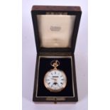 AN BOXED 18CT GOLD CASED MONOPHASE POCKET WATCH. Dial 5.1cm, working