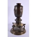 A LARGE 19TH CENTURY JAPANESE MEIJI PERIOD MIXED METAL BRONZE VASE decorated with silver and