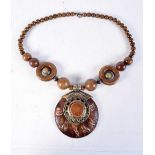 A large Tibetan beaded necklace 27 cm