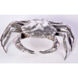 AN EARLY 20TH CENTURY PORTUGUESE LISBON SILVER INKWELL modelled as a crab. 192 grams. 15 cm x 7.5