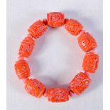 A CHINESE CORAL BRACELET. 47 grams. 5.25 cm wide.