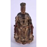 A 17TH/18TH CENTURY CHINESE POLYCHROMED WOOD BUDDHA Ming/Qing. 20 cm x 8 cm.