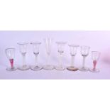 EIGHT ANTIQUE SPIRAL TWIST WINE GLASSES. Largest 20 cm high. (8)