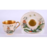Royal Worcester rare demi-tasse cup and saucer painted with the Pavilion pattern date mark for 1913.