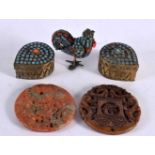 CHINESE JADE ROUNDELS 20th Century, together with boxes etc. (5)