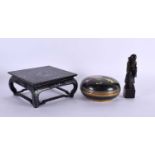 A LATE 19TH CHINESE KOREAN MOTHER OF PEARL SQUARE FORM STAND together with a soapstone buddha &