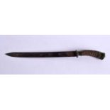 A LARGE 19TH CENTURY CONTINENTAL ANTLER HANDLED KNIFE. 47 cm long.