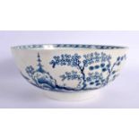 18th century Worcester punch bowl painted with the cannonball pattern. 9cm high