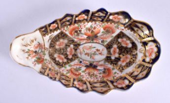 A 19TH CENTURY DERBY STEVENS AND HANCOCK IMARI PORCELAIN DISH painted with flowers. 22 cm x 10 cm.