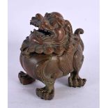 A CHINESE BRONZE FOO DOG BUDDHISTIC LION CENSER 20th Century. 7 cm x 7 cm.
