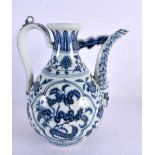 A LARGE CHINESE BLUE AND WHITE PORCELAIN EWER 20th Century. 27 cm x 20 cm.