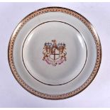 AN 18TH CENTURY CHINESE EXPORT ARMORIAL DISH Qianlong. 24 cm diameter.