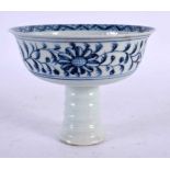 A CHINESE BLUE AND WHITE PORCELAIN STEM CUP 20th Century. 12 cm x 10 cm.