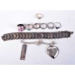 ASSORTED SILVER JEWELLERY. 81 grams. Largest 21 cm long. (qty)