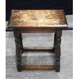 A 18th Century Oak joint stool 64 x 46 x 26 cm.
