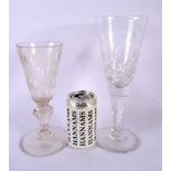 TWO LARGE ANTIQUE GLASSES. Largest 28 cm high. (2)