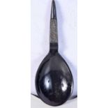 A LARGE MIDDLE EASTERN CARVED HORN SPOON. 194 grams. 33.5 cm x 12.5 cm.