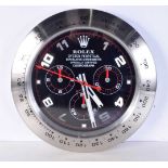 A Contemporary Rolex dealership style wall clock 34 cm.