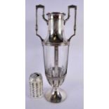 A SECCIONIST MOVEMENT TWIN HANDLED SILVER PLATED TROPHY probably WMF. 42 cm x 14 cm.