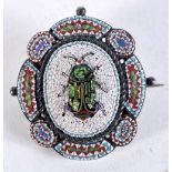 AN ANTIQUE MICRO MOSAIC BUG BROOCH. 8.7 grams. 3 cm x 2.75 cm.