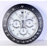 A Contemporary Rolex dealership style wall clock 34 cm.