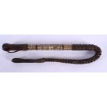 A RARE 19TH CENTURY MIDDLE EASTERN TURKISH OTTOMAN SWORD STICK wrapped in leather, the central